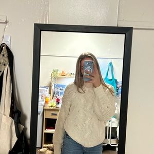 Cream American Eagle Knit Turtleneck Sweater (Women S)